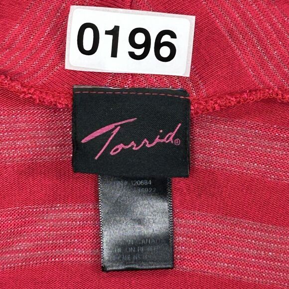 Torrid Cardigan Women's 1 1X Pink Draped Open Front Striped Asymmetrical Sweater - Picture 10 of 10